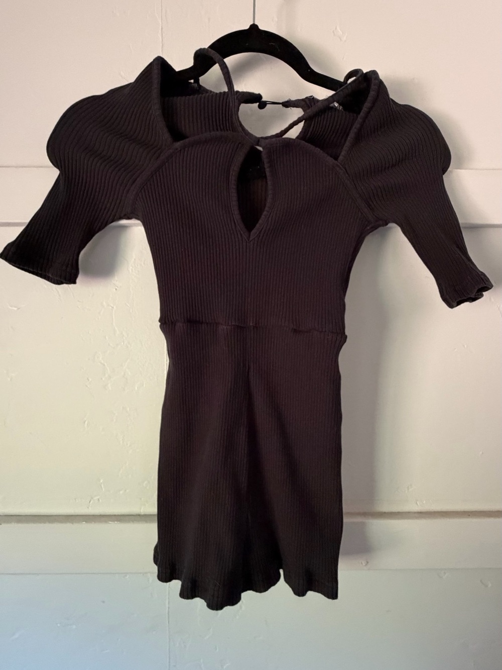 Urban Outfitters Black Ribbed Cutout Jumpsuit Romper